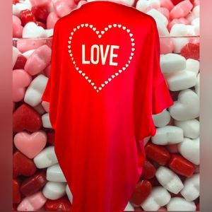 Victoria's Secret Red Love Satin Kimono Robe One Size
